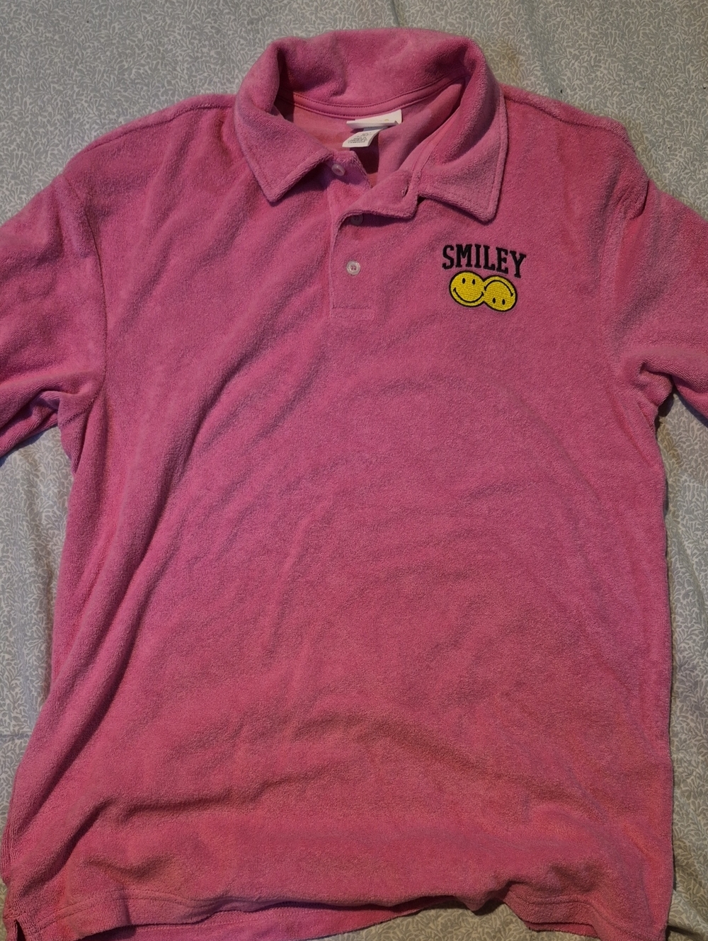 H&M Pink Polo Top with Yellow Smiley Patch